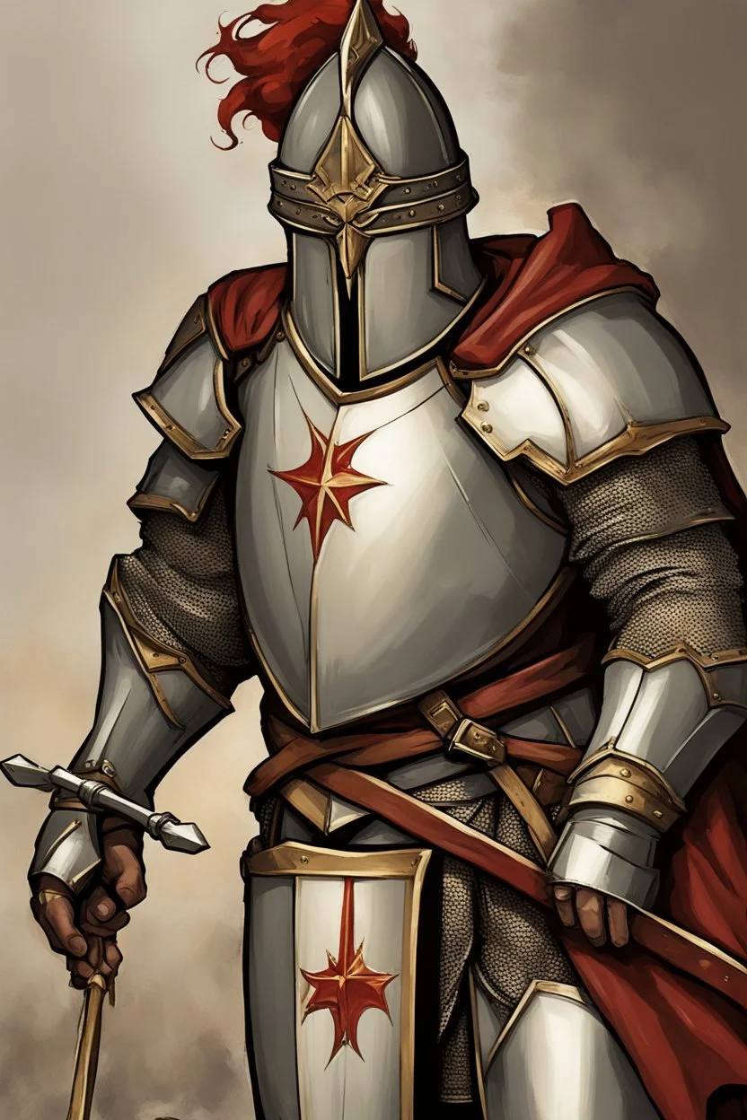 The valiant knight, known for your bravery and strength. You would be dressed in shining armor, with a majestic cape flowing behind you. Your crown would be a bold and imposing helmet, symbolizing your position as a defender of the kingdom.