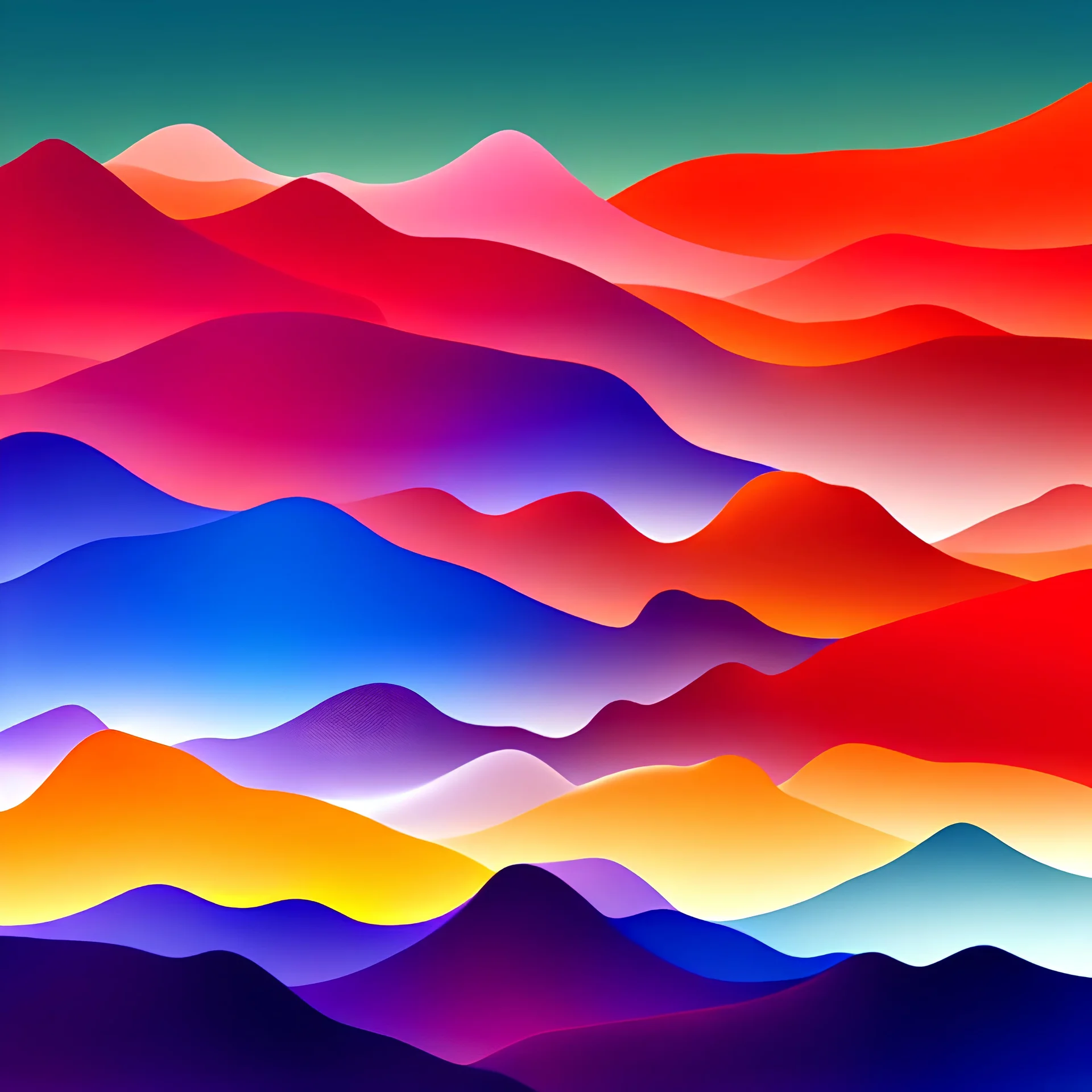 Layers of mountains abstract colorful