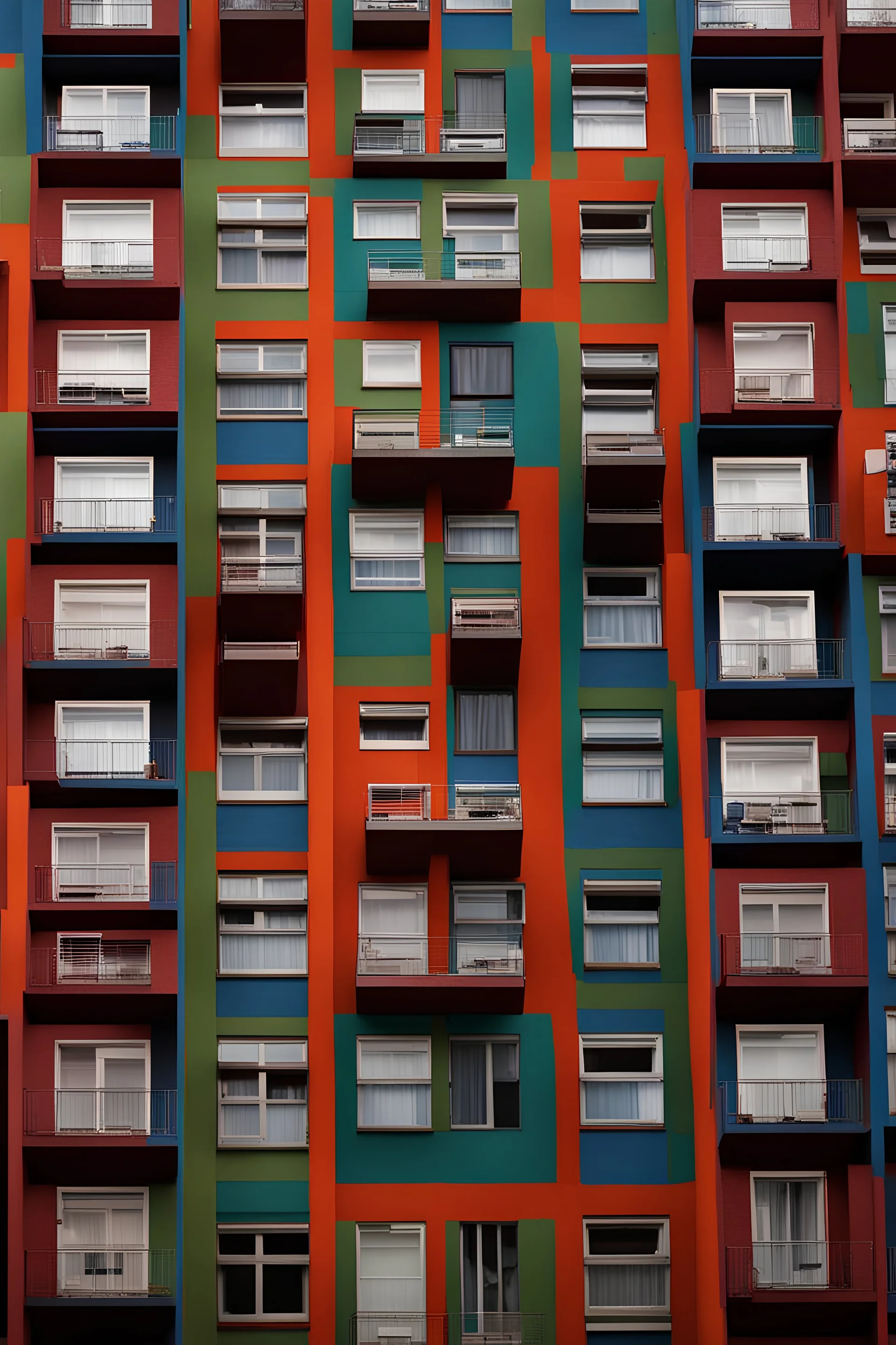 color photo of a best block arrangement for a mass housing project as a plan , a well-organized, symmetrical layout of rectangular blocks, each block housing multiple residential units. The blocks are meticulously aligned, forming a grid-like pattern that stretches as far as the eye can see. The buildings are painted in a vibrant array of colors, creating a lively and inviting atmosphere. The roofs are adorned with solar panels, glistening under the sun's rays. The surrounding environment is lus