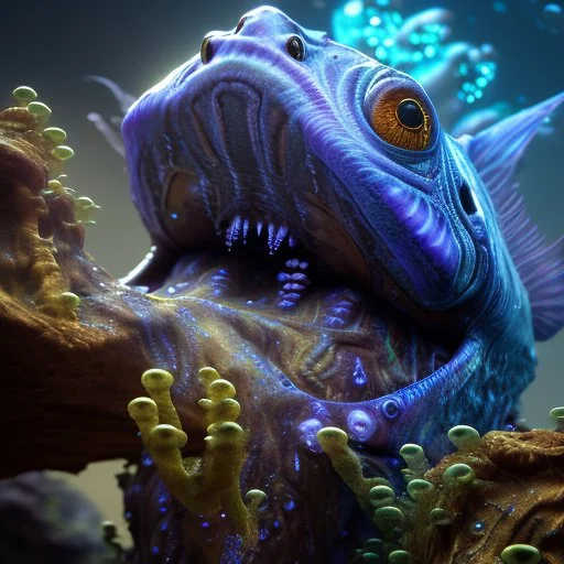 fluid ink angler fish creature, unreal engine 5, 8k resolution, photorealistic, ultra detailed