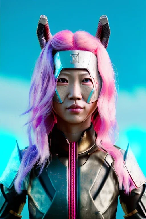 portrait, Asian cyborg woman, samurai warrior :: symmetry photography, cyberpunk style, pink hair, wires conveying, perfect eyes, samurai helmet, tiger mask, black samurai army, katana, japanese traditional ornaments, pink, white, black, glow eyes, cinematic, Ultra realistic, dark scene, soft color, highly detailed, unreal engine 5, RTX, ultra detail, 3d, finely drawn, high definition.