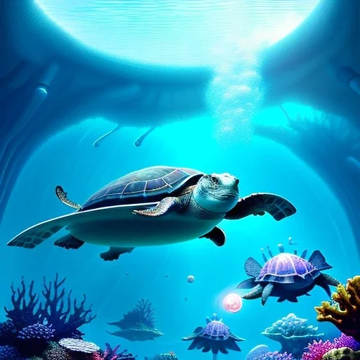 fullbody Drawing of 'Ultra Futuristic style concept Submarine'intricate detail,by andrea bonelli,Kilian Eng,Ohrai,underwater,three quarters view, Futuristic Submarine Turtle design study, toned colors,16k