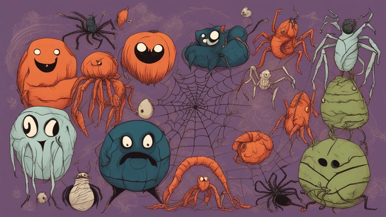 many creepy crawly halloween creatures spiders webs colorful creatures of every kind