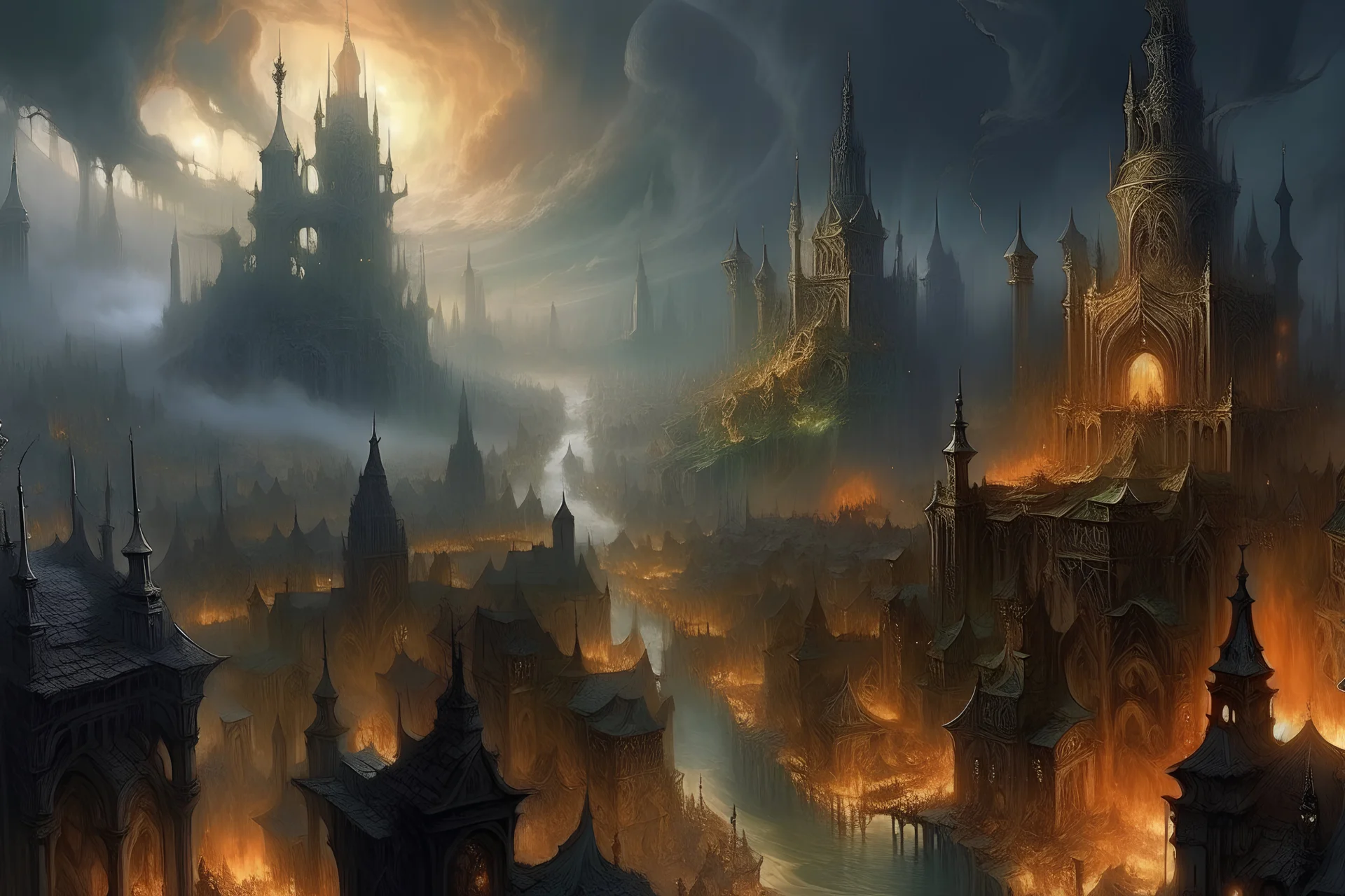 A city of wizards who have opened portals all over the city to realms of chaos and law and hell