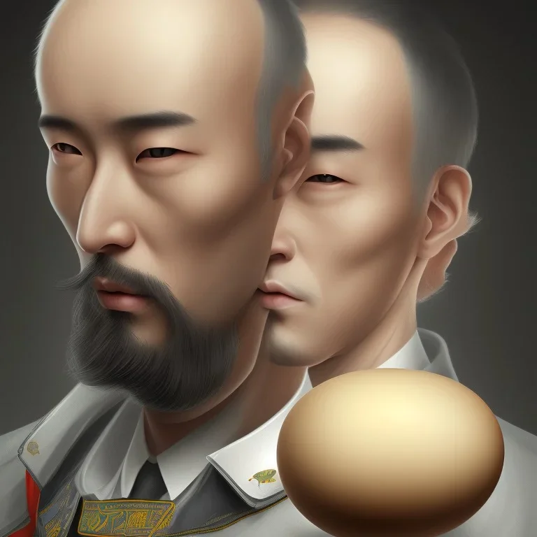 portrait of one korean man with giant egg head