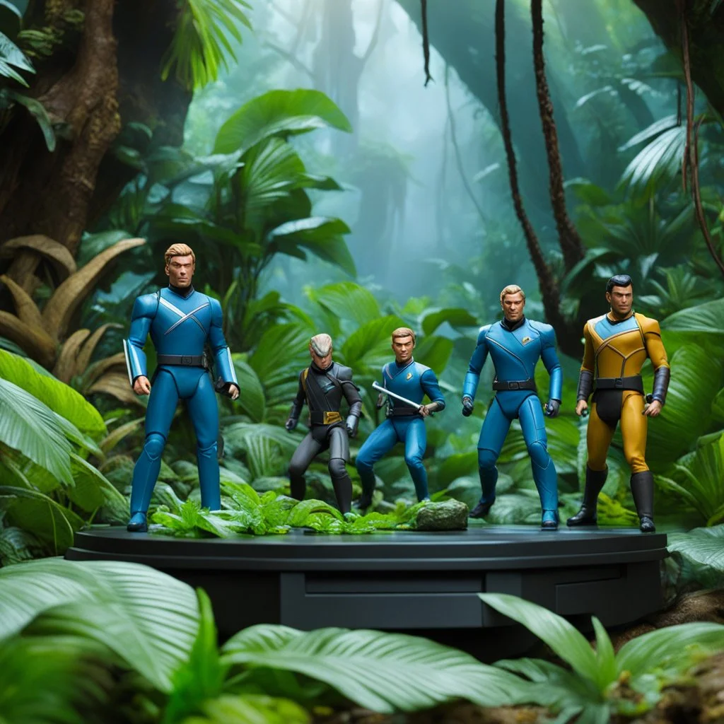 Star Trek: Infinity - Action Figures in a away mission diorama in the jungle