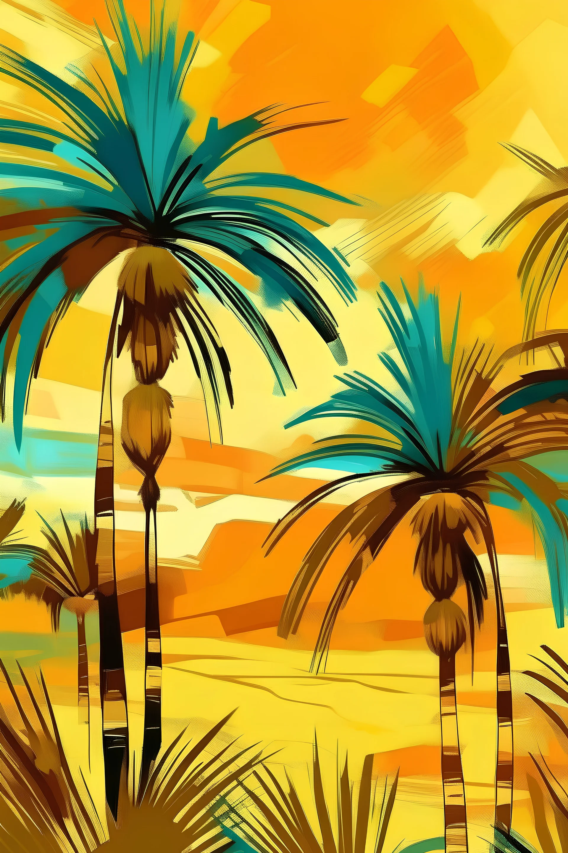 Abstract palm trees desert home sun