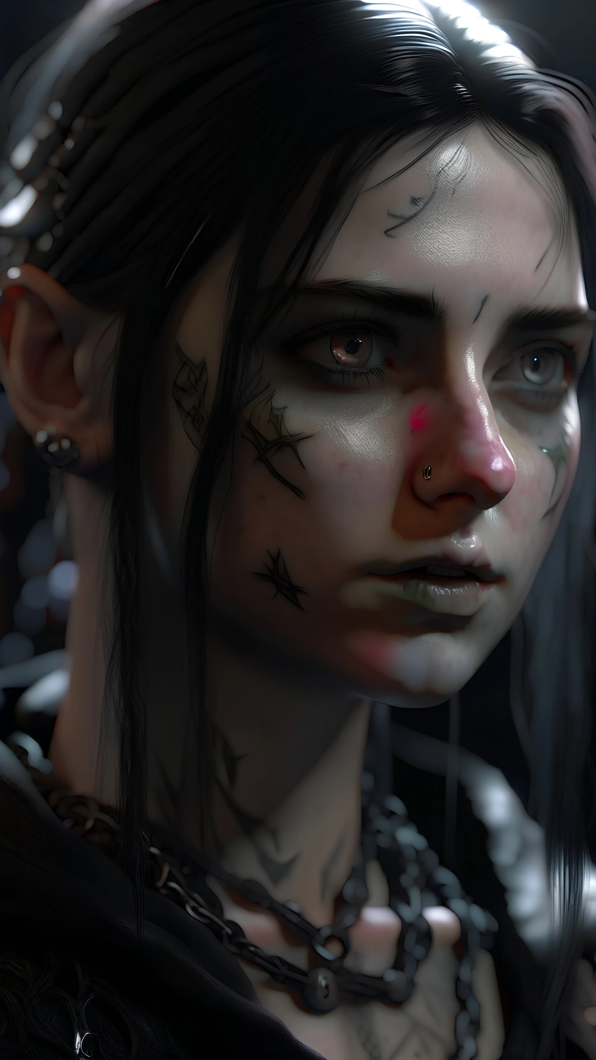 young goth girl, realistic, made in octane 3d render, cinematic, ultra-realistic, extremely detailed octane rendering, 8K, VRA, close up