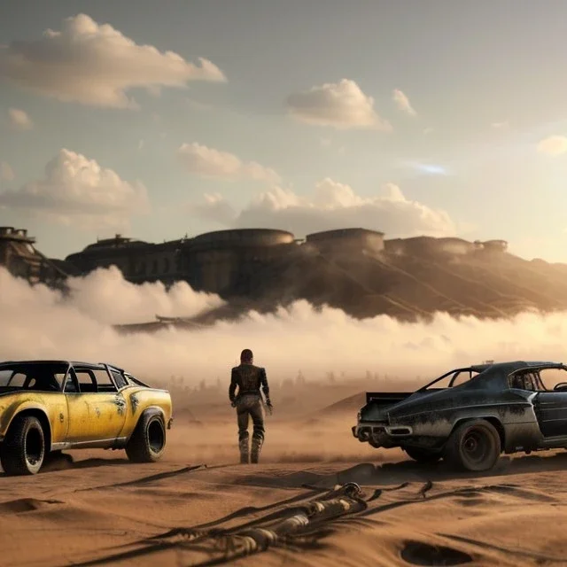 Ultra realistic mad max image, party, people background. Danger sweet woman, waist up view. Steampunk style, epic, yellow smoke fog, hottest, highly detailed, concept art, unreal engine 5, god rays, ray tracing, RTX, lumen lighting, ultra detail, volumetric lighting, 3d, finely drawn, high definition, high resolution.