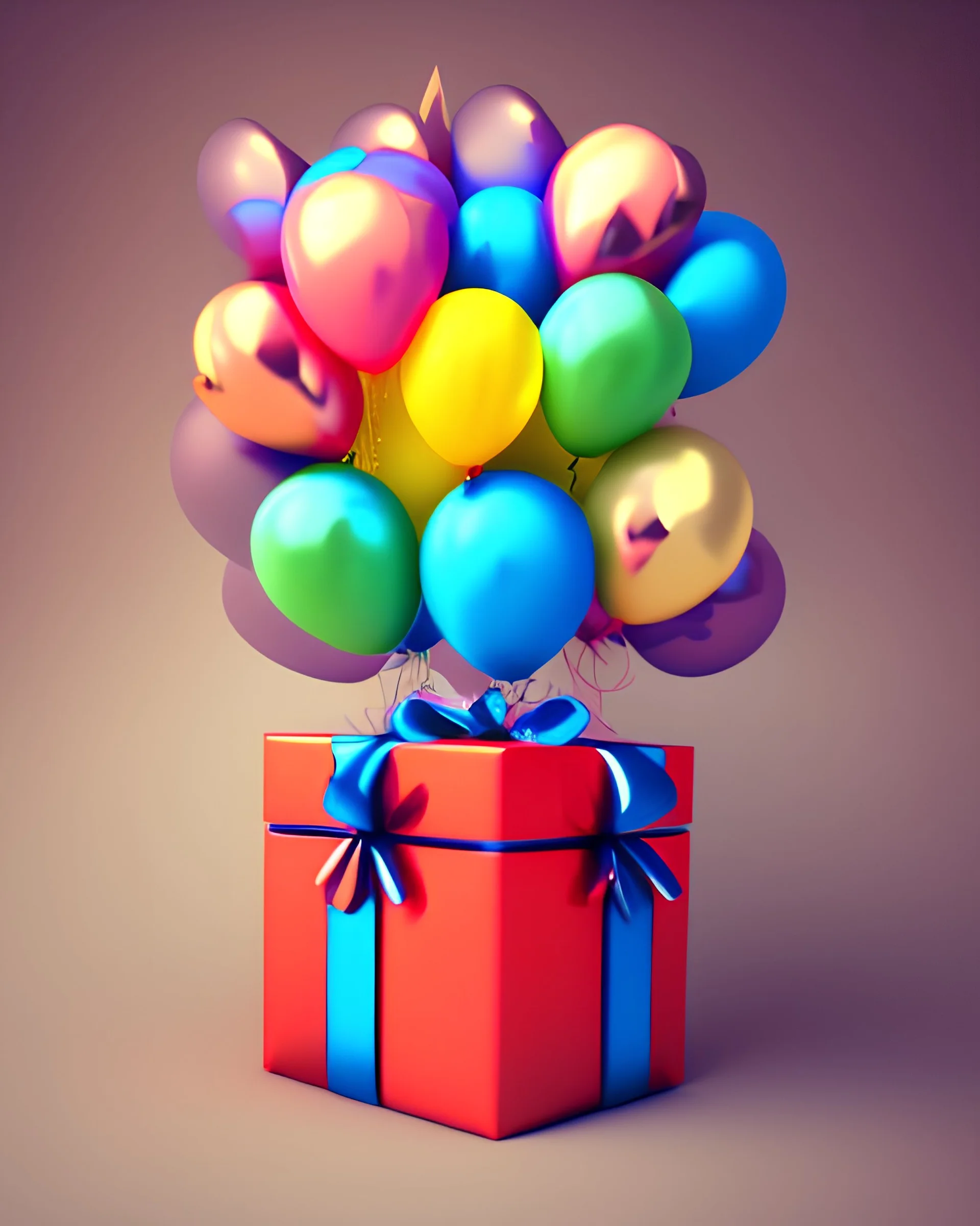 PSD balloons lifting gift box 3d rendering present concept