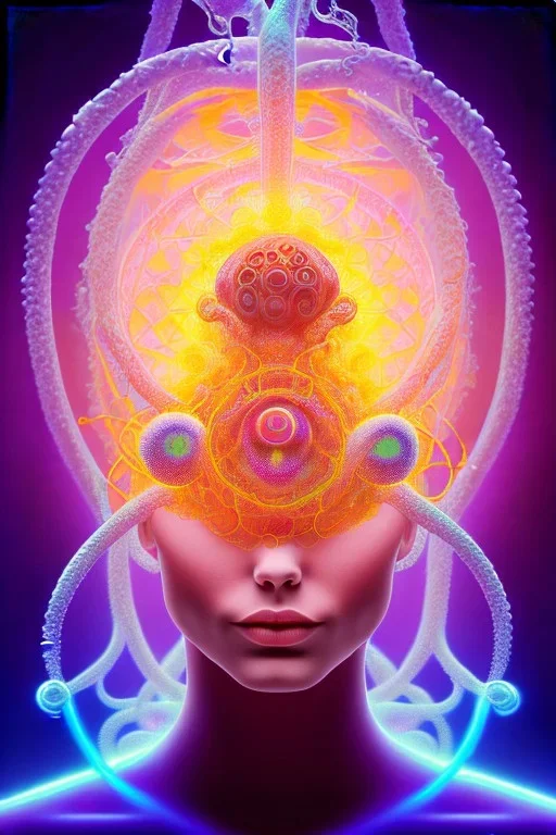 Spiritual Tentacles over human Head creating reality around, Dimethyltryptamine