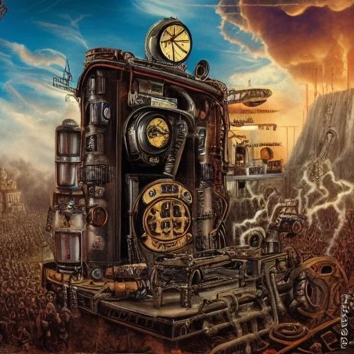 animateur iron maiden poste radio steampunk, 4k, high details,