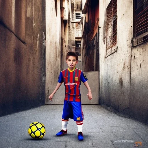 Lionel Messi playing soccer with kids in the back streets of Buenos Aires