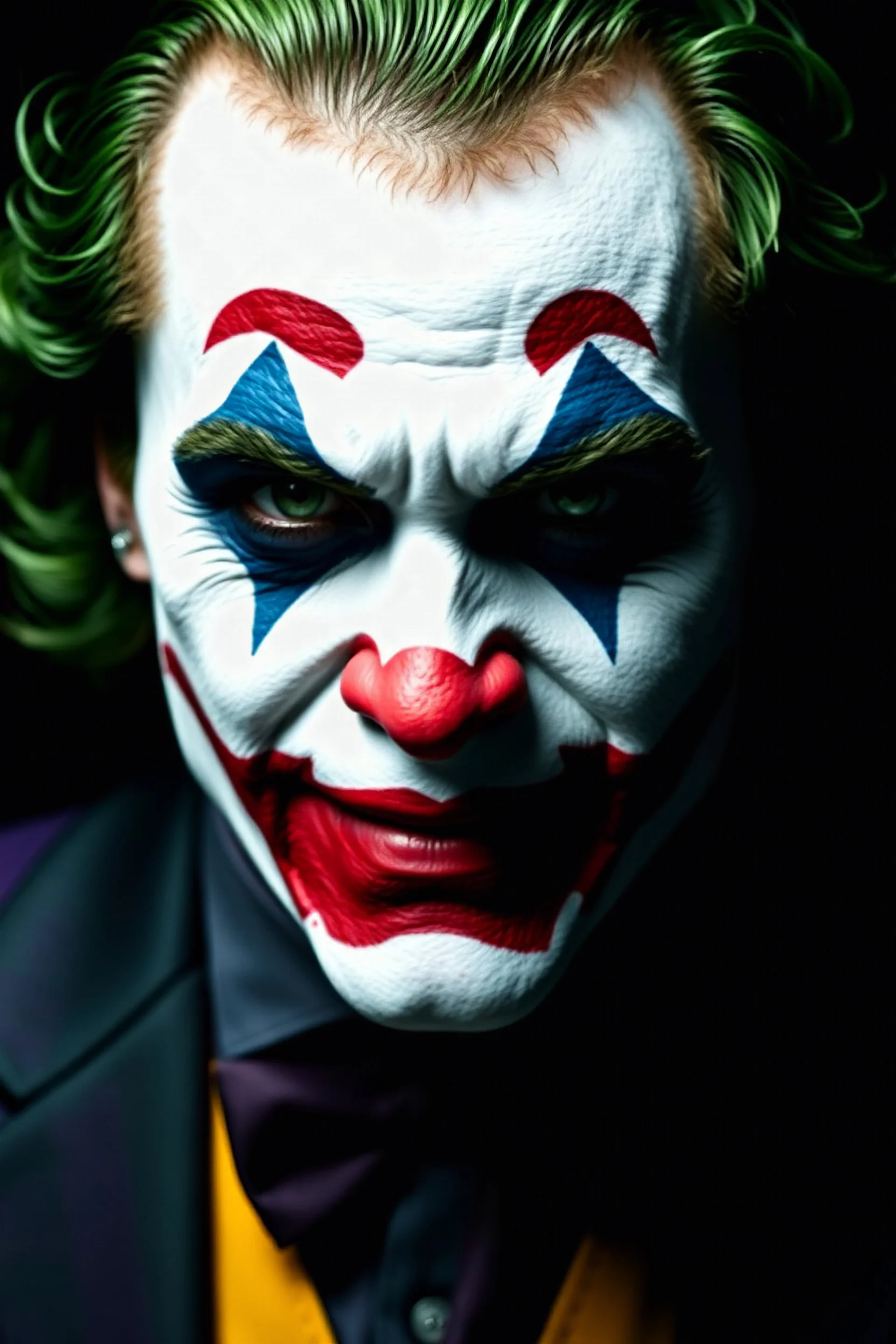 the dark night Heath Ledger in joker character photo with black background