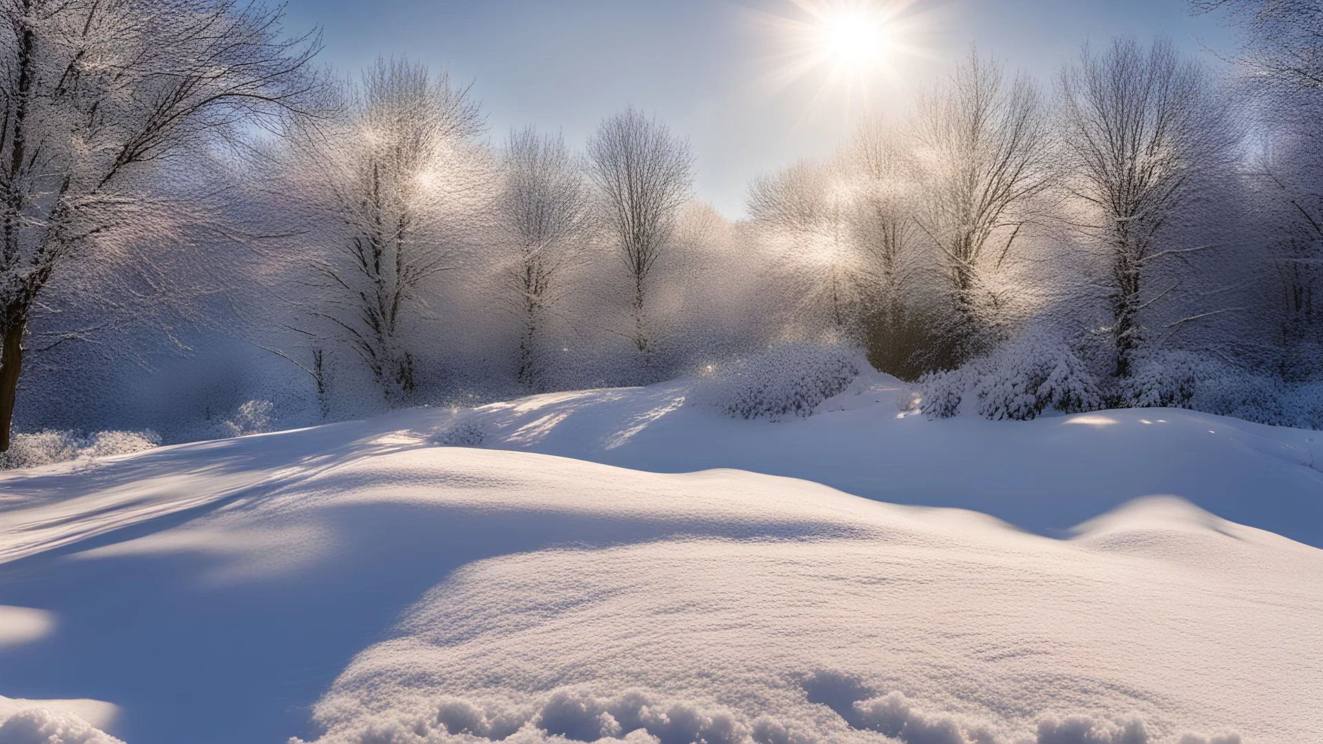 Snowy snow in the winter sun