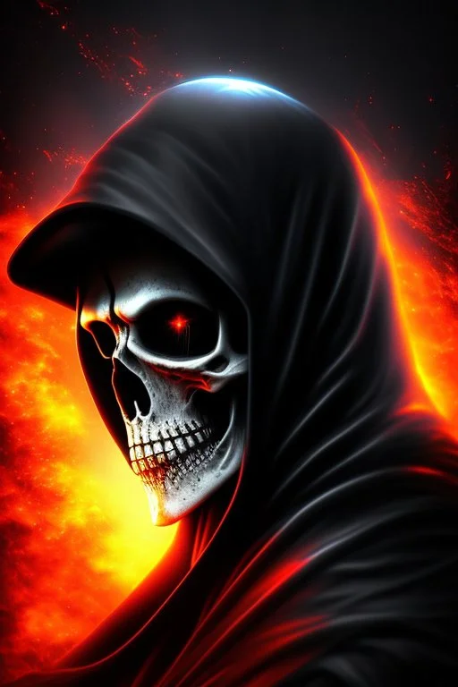 ultra high image quality, Grim Reaper Close-up of an set against AMOLED-worthy pure black backdrop, fantasy art style infused with filter, tailored for vertical wallpaper, exclusive design with no duplicates, radiating beauty suitable for a PC screen image, vivid colors, ultra fine, digital painting.