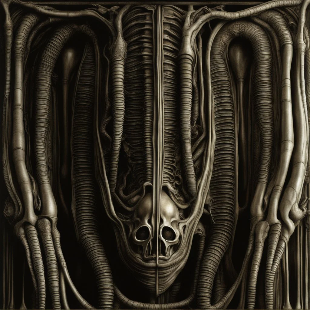 HR Giger, known for his biomechanical and surreal artwork, often depicted intricate and disturbing sexual imagery in his creations. One of his most famous works featuring a biomechanical vagina is the artwork seen in the movie "Alien," where Giger's unique and disturbing aesthetic is prominently displayed. Giger's depiction of the biomechanical vagina is a combination of organic and mechanical elements, creating a surreal and unsettling image of female genitalia. The intricate details and dark,