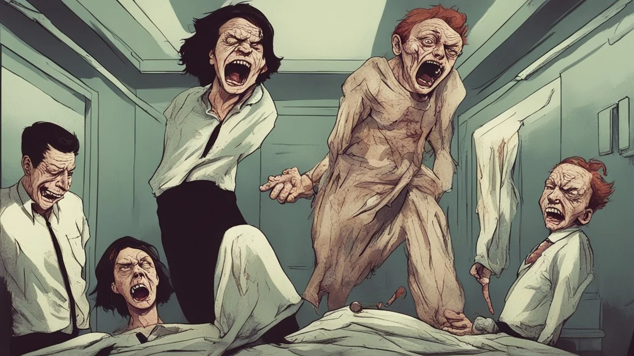 شخص يصارخ ويعاني وواضح عليه انو بدو يموت