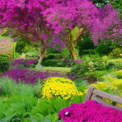 a very beautiful garden full of coloured flowers