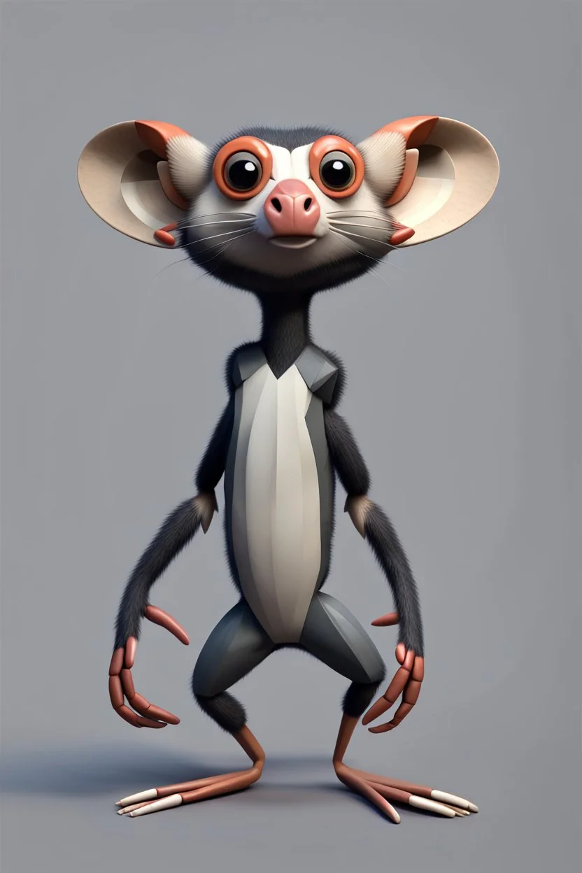 hipoly Mud Crab Monkey Opossum T-pose just the character and simple background
