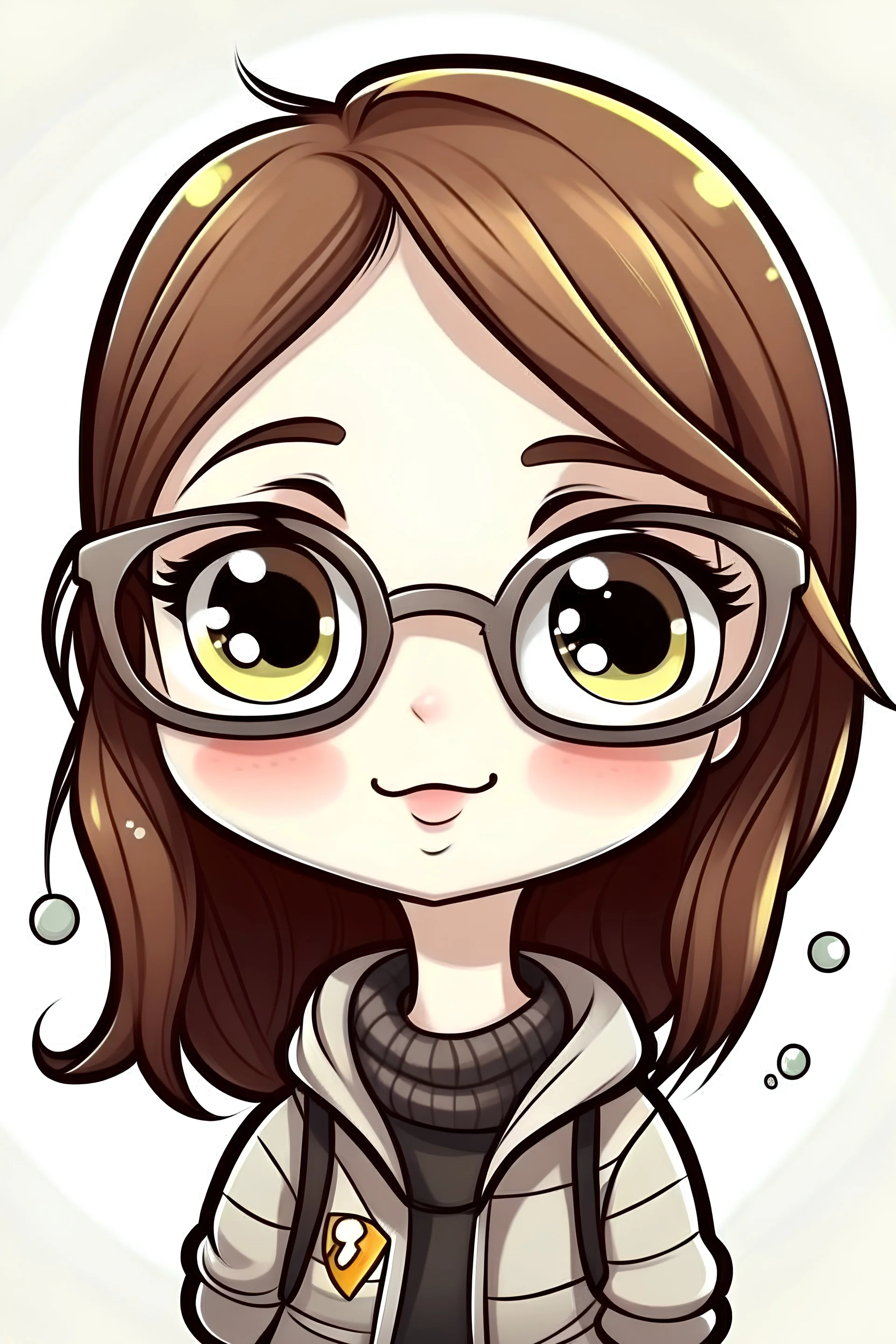 Cartoon pfp cute girl glasses hand drawn chibi, macro art