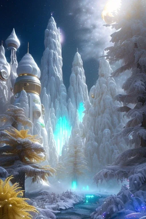 cascades of white and gold crystals, cosmic and galactic ambiance, full of details, smooth, bright sunshine，soft light atmosphere, light effect，vaporwave colorful, concept art, smooth, extremely sharp detail, finely tuned detail, ultra high definition, 8 k, unreal engine 5, ultra sharp focus