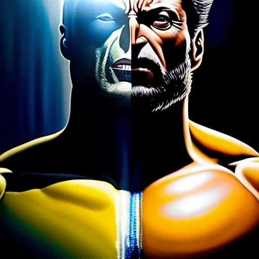 Ultra detailed fullbody Portrait in oil on canvas of Colossus merges with wolverine,extremely detailed digital painting, extremely detailed face,crystal clear Big glowing eyes, mystical colors ,perfectly centered image, perfect composition, rim light, beautiful lighting,masterpiece,8k, stunning scene, raytracing, anatomically correct, in the style of robert e howard and Ken Kelley and Ohrai Noriyoshi and Simon Bisley and uncannyknack