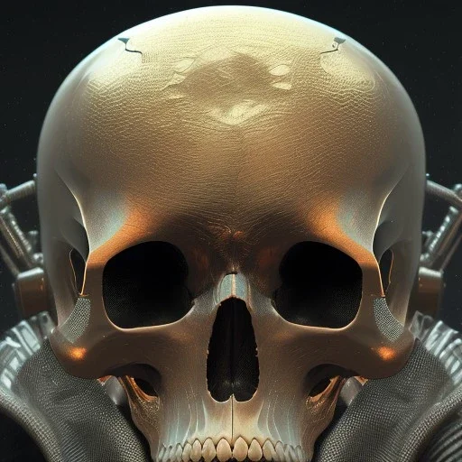  octane render, 8k, high detail, droid, android skull, metallic