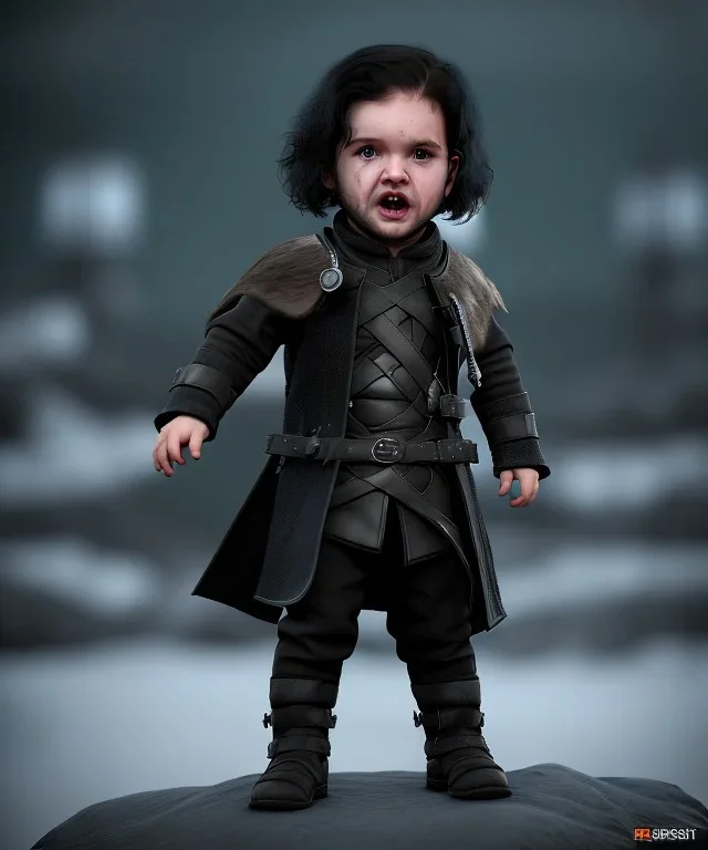 Jon snow toddler, full body, angry, dragon, dramatic lighting, hyper realistic