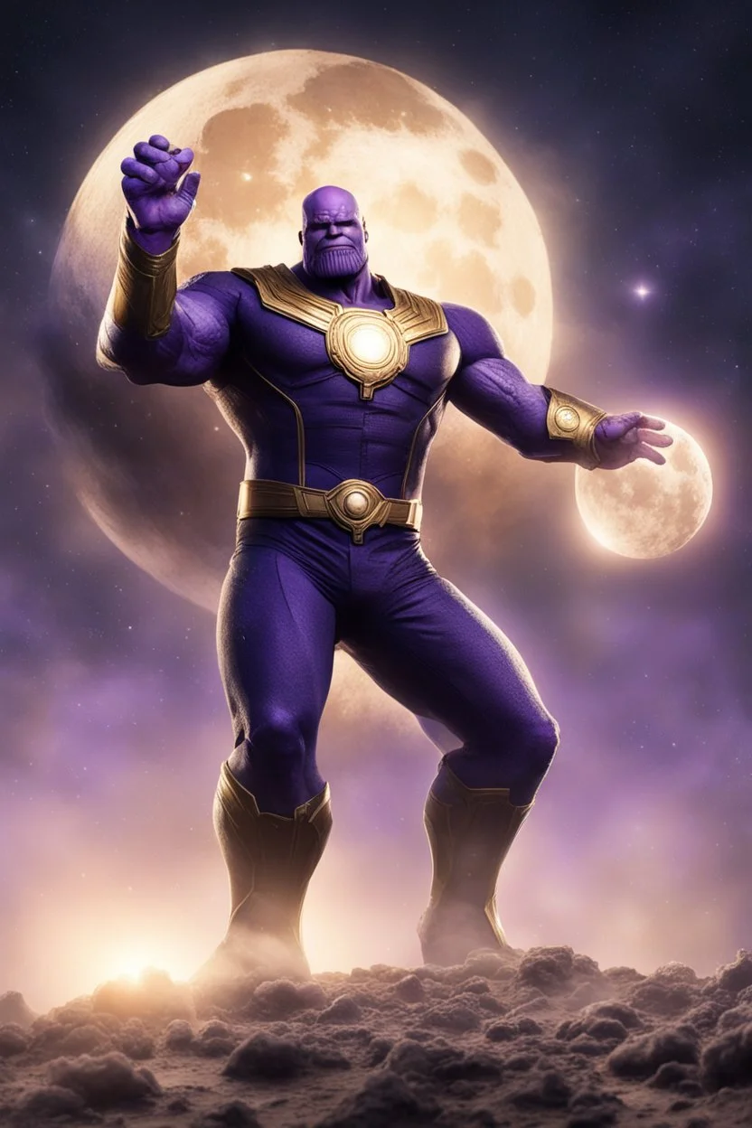 The mighty Thanos throwing the moon