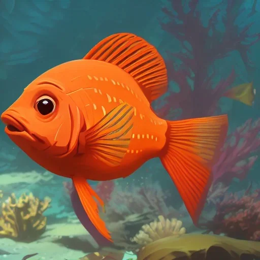 orange fish celebrating christmas under the sea