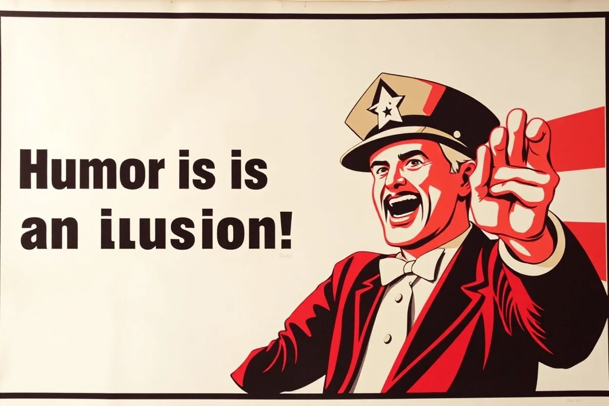 "Humor is not an illusion!" propaganda poster