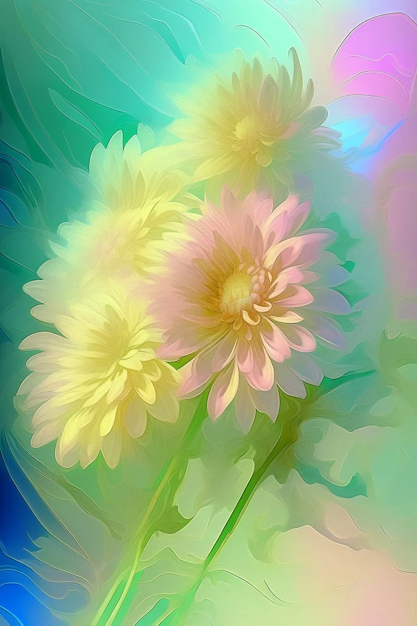 subtle drawing of a bouquet of unearthly flowers, 8d, clear contours pixel graphics matte streaks exposure oil painting ultrathin shadows brilliant highlights delicate subtle drawing minimalism modern style powder beige shiny pale shiny pale milky pale pistachio, ultramarine, pink, yellow, fabulous milky way background