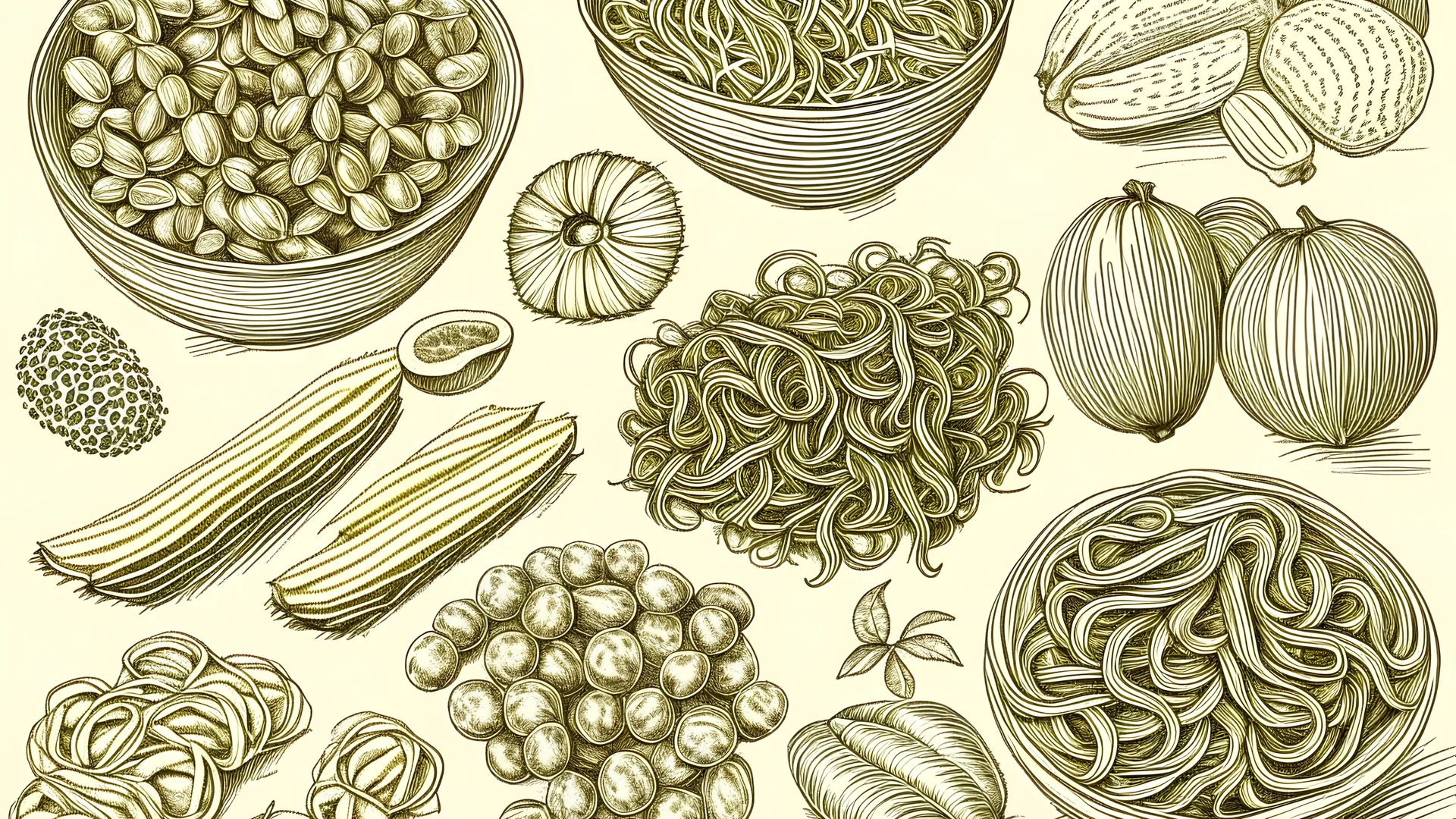 Macaroni pasta sketches