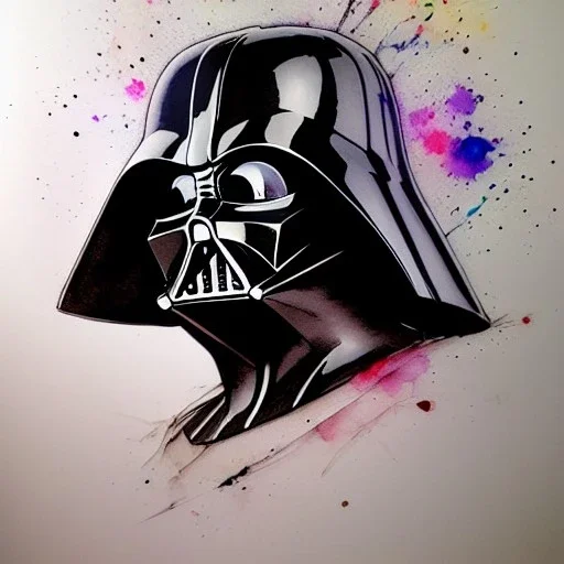 photorealistic darth vader helmet, watercolor illustration by <agnes cecile> <Yoji Shinkawa>, natural tones, ornate and intricate detail , soft smooth lighting, soft pastel colors,