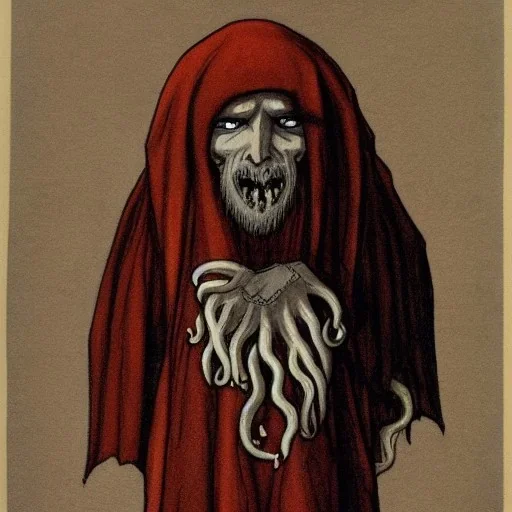 Cthulhu with white skin and a tentacle beard as a Russian Orthodox nosferatu vampire