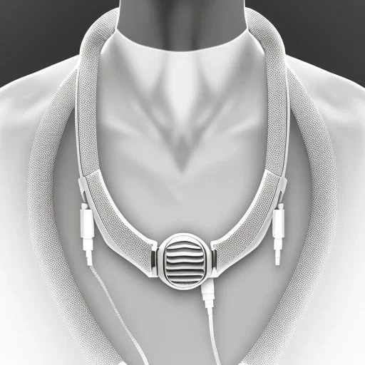 Clear polyester necklace with a pendant in the shape of a pair of headphones