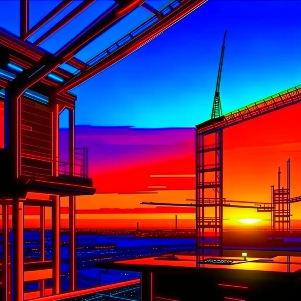 cyberpunk retro futuristic empty space for comics from far away