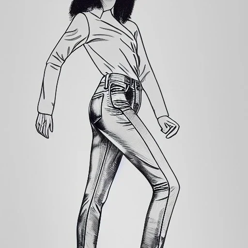 Line drawing of woman wearing Lee flex motion jeans