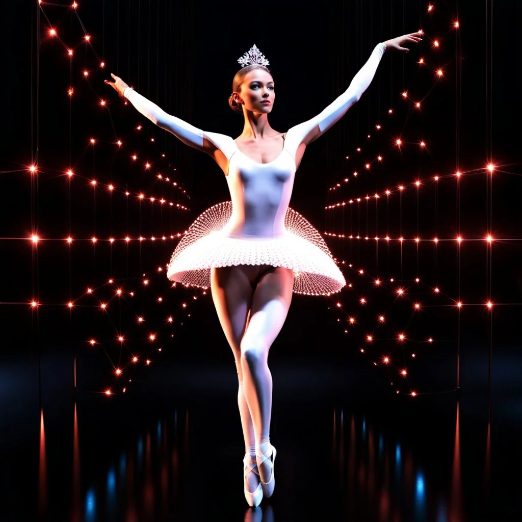 mocap graphic: balerina in a recursive 3d fractal stage with disco lights