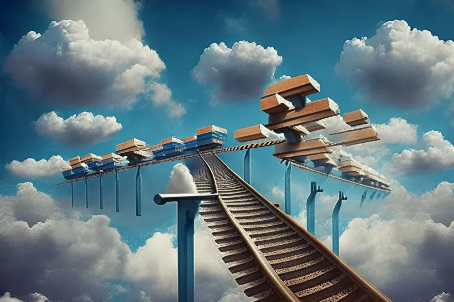 trains on ladder track in the skies