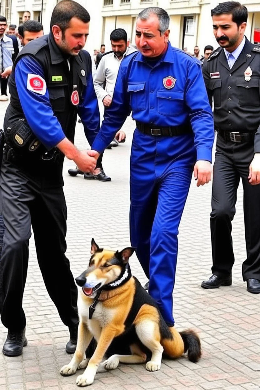 Syrian interim government head Abdul Rahman Mustafa with a dog's body being dragged by a Turkish citizen