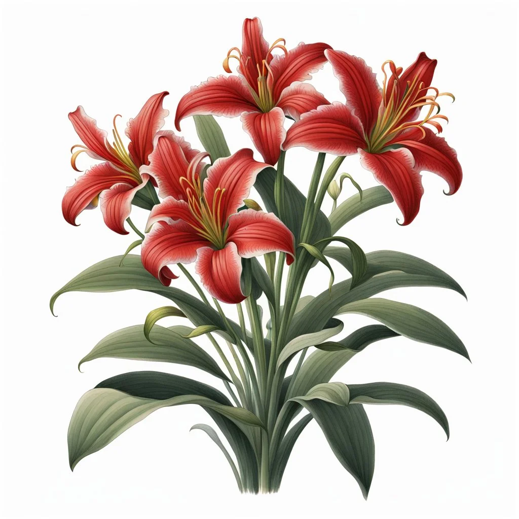 canada's Western Red Lily plant on white background, illustration