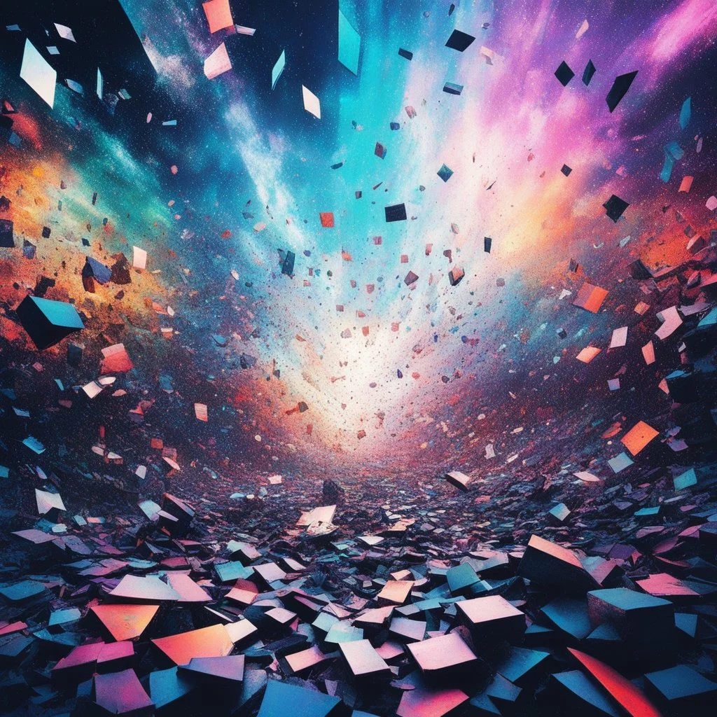 this is total chaos [Shattered high res photo by multiple contrasts psychedelic pixels , distorted colours, double exposed] good omen for angels and demons