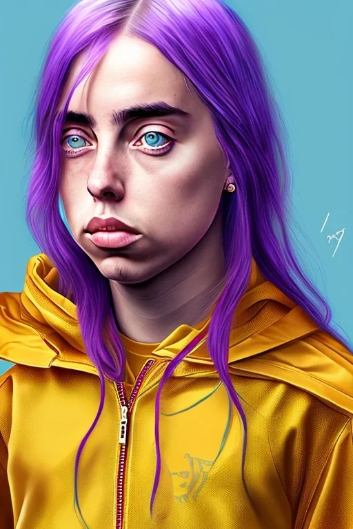 Billie Eilish, in my underwear, photorealistic illustration, 4k