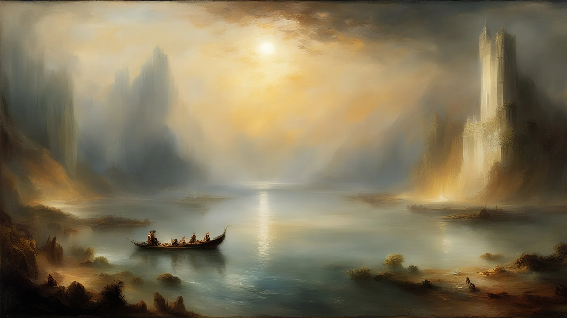 Style J. M. W. Turner, luxury, dream world, safety, gentle calm beauty, fantasy world, magic, beautiful composition, exquisite detail