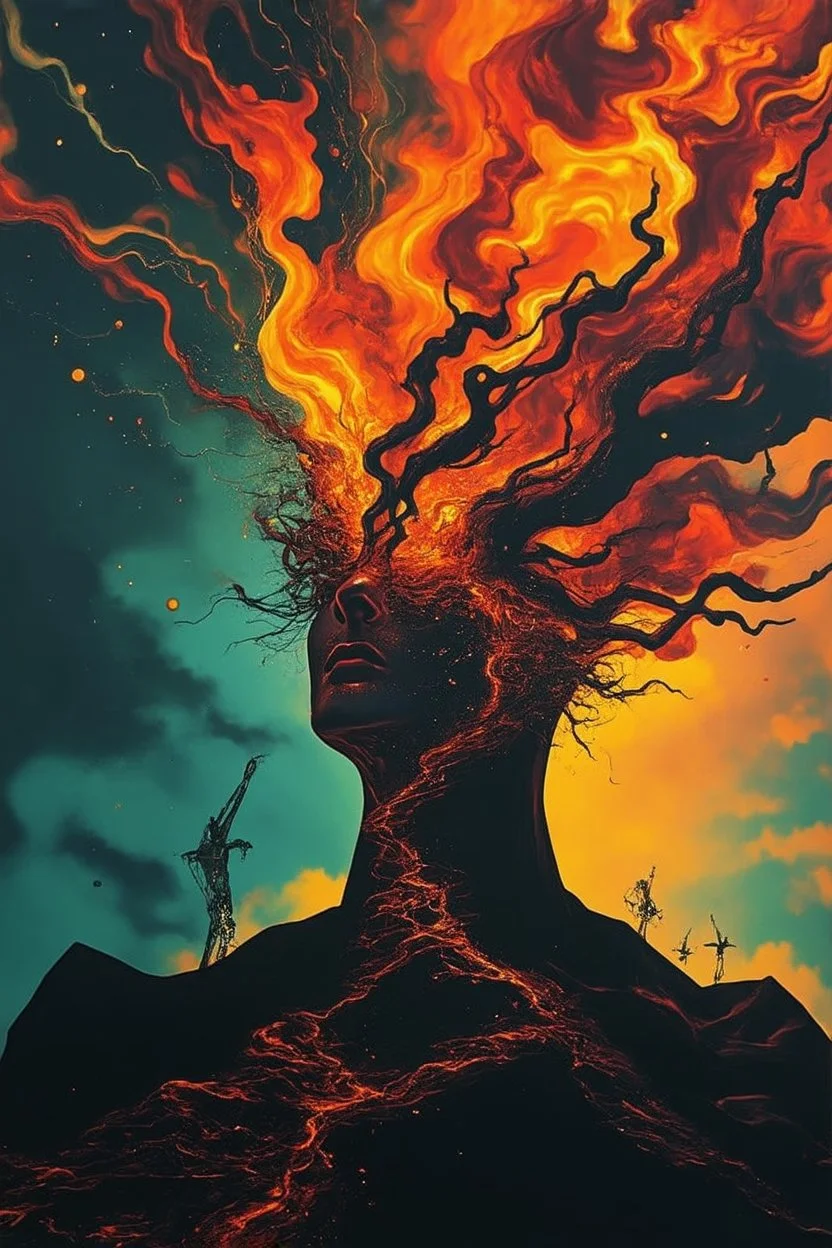 Consciousness creates reality; Neo-Surrealism; Fiery Palette
