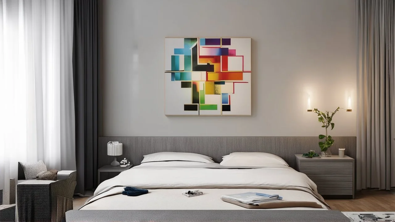 cubo-futurism art in the bedroom