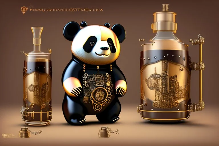 steampunk panda in moutai whiskeychinadesign