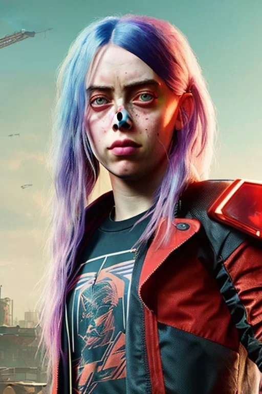 Billie Eilish, cyberpunk2077, booty, photorealistic